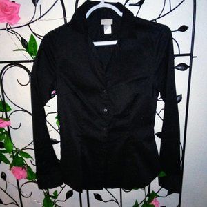 Womens H&M Black button business shirt size 4